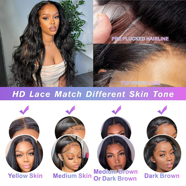 Elevate Your Look with Our 13x6 Body Wave HD Lace Frontal Wig - 150% Density Human Hair for a Luxurious and Natural Feel