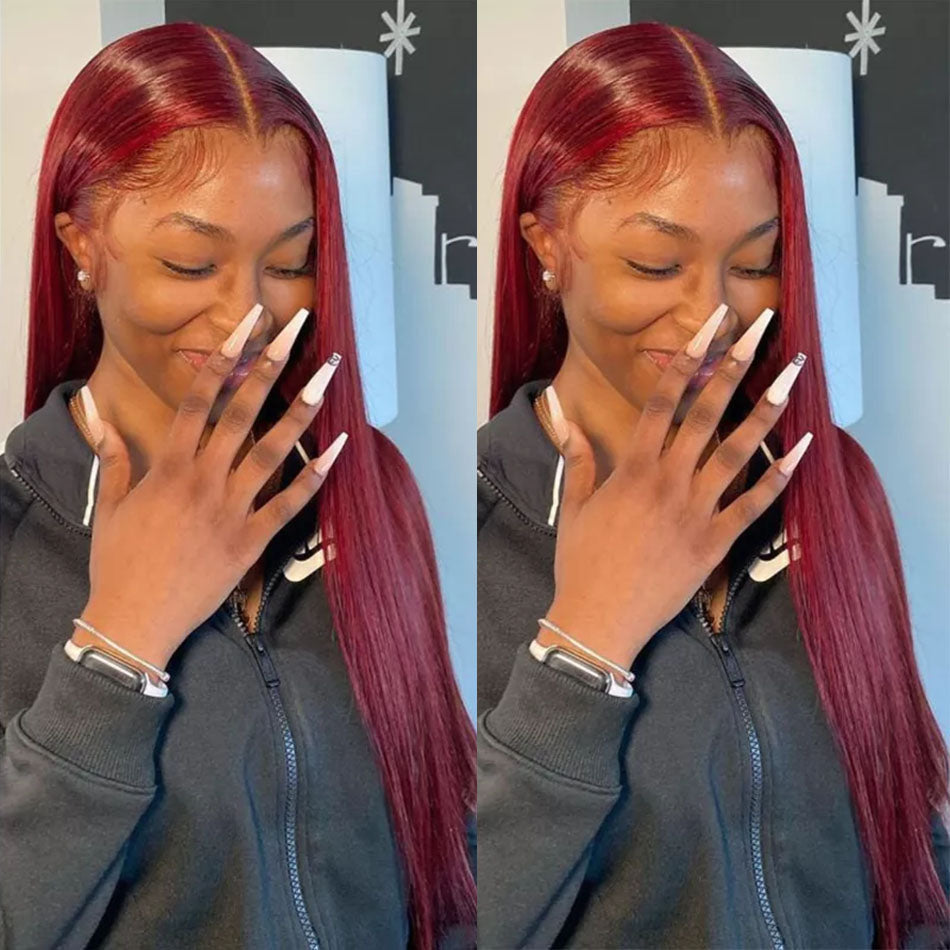 Get Your Straight 99J Burgundy Lace Frontal Wig Today Buy Now