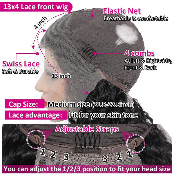 Hd Transparent Lace Wig 13x4 Deep Wave Lace Front Wigs Human Hair