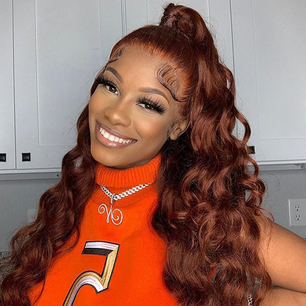 Autumn Color Wigs Chocolate Reddish Brown 13x4 Lace Frontal Wig
