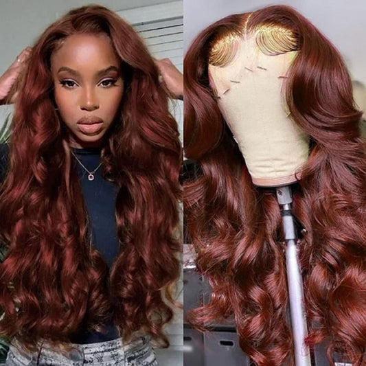 Autumn Color Wigs Chocolate Reddish Brown 13x4 Lace Frontal Wig