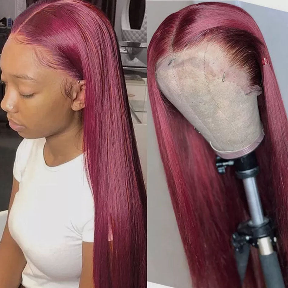 Straight 99J Burgundy Lace Frontal Wig - Buy Now!