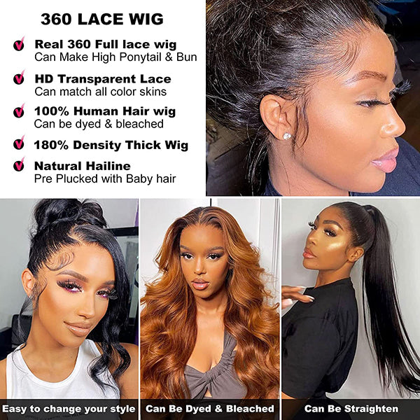 Pre Plucked 360 Lace Wig Human Hair Water Wave Style Beata Hair