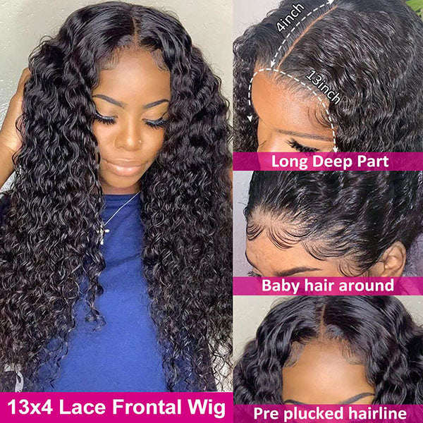 Hd Transparent Lace Wig 13x4 Deep Wave Lace Front Wigs Human Hair
