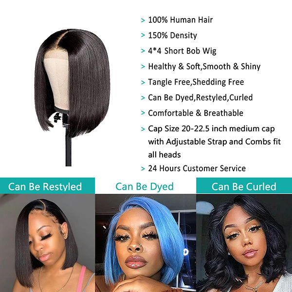 Chic 4x4 Bob Wig Human Hair 150 Density Shop Now on Beata Hair