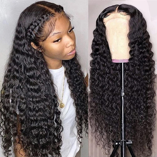 5x5 Hd Lace Closure Wig Deep Wave Curly 150% Density Human Hair Wigs