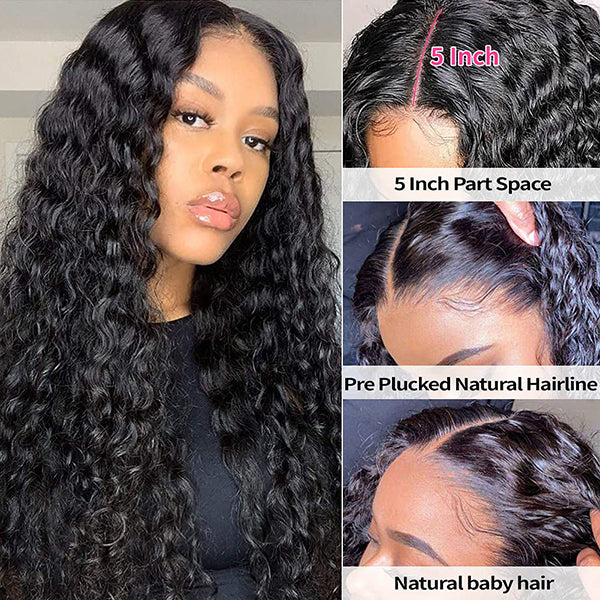 5x5 Hd Lace Closure Wig Deep Wave Curly 150% Density Human Hair Wigs