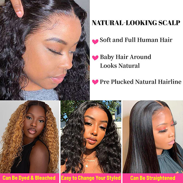 5x5 HD Lace Front Wigs Human Hair Deep Wave Lace Closure Wigs 150% Density  Brazilian Virgin Wigs Pre Plucked With Baby Hair Wigs for black Women