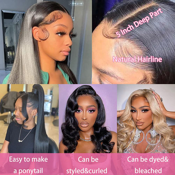 5x5 Hd Lace Closure Wigs Human Hair Straight 150% Density Wig for Black Women