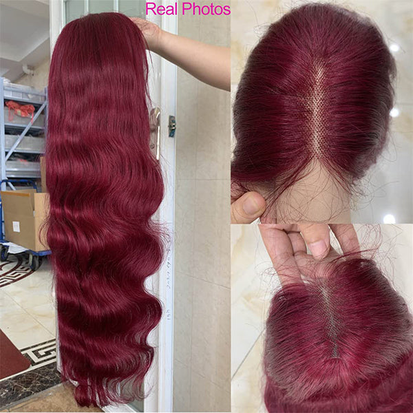 Burgundy Human Hair Wig with 5x5 Lace Closure and 150 Density