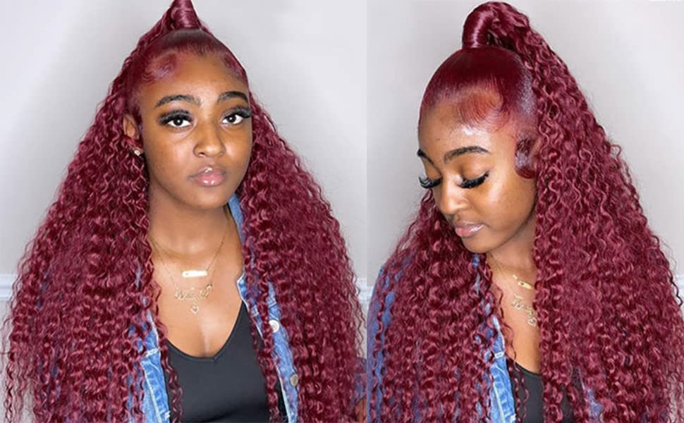 lace front burgundy wig