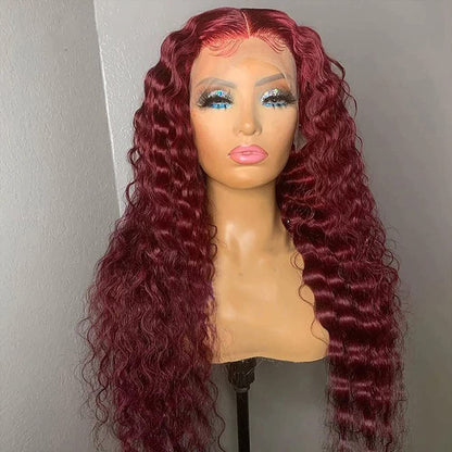 deep wave burgundy wig