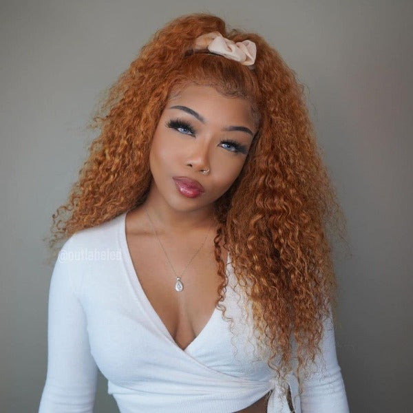 Get the Best Ginger Orange Color Curly Wig on a 13x4 Lace Front