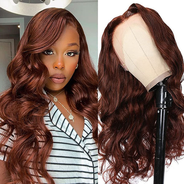Autumn Color Wigs Chocolate Reddish Brown 13x4 Lace Frontal Wig