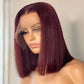Burgundy Lace Front Bob Wig - 13x4 Pre-Plucked Short Brazilian Hair with 150% Density, Glueless Virgin Hair Wig for Black Women