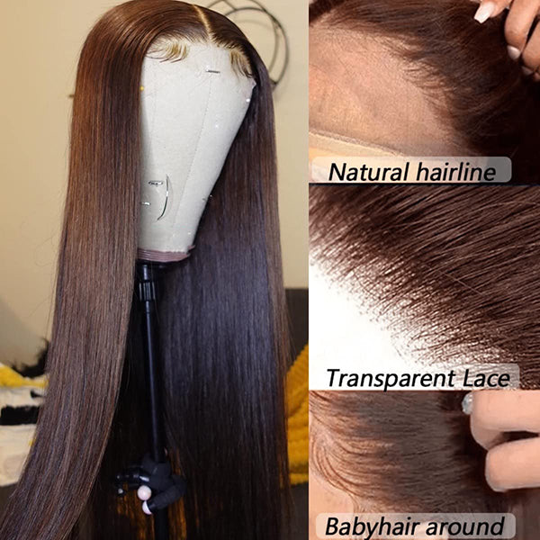 Straight Lace Front Wigs in Chocolate Brown Shade for Women - Shop Now!