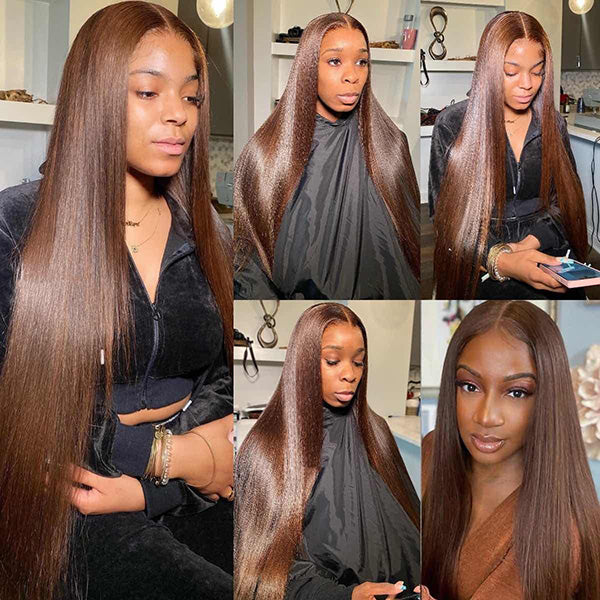 Straight Lace Front Wigs in Chocolate Brown Shade for Women - Shop Now!