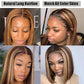 Brown Highlighted Lace Front Short Bob Wig for Black Women - Pre-Plucked, Thick Ends, 13x4 Lace Front with Natural Hairline