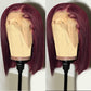 Burgundy Lace Front Bob Wig - 13x4 Pre-Plucked Short Brazilian Hair with 150% Density, Glueless Virgin Hair Wig for Black Women