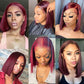 Burgundy Lace Front Bob Wig - 13x4 Pre-Plucked Short Brazilian Hair with 150% Density, Glueless Virgin Hair Wig for Black Women