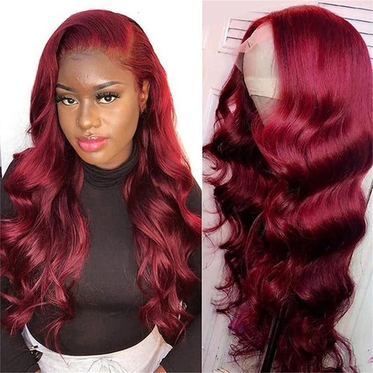 Burgundy Human Hair Wig with 5x5 Lace Closure and 150 Density