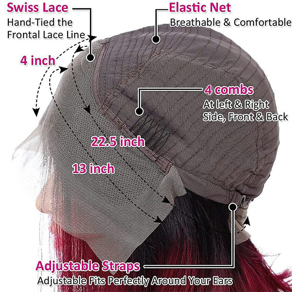 burgundy lace front wig human hair