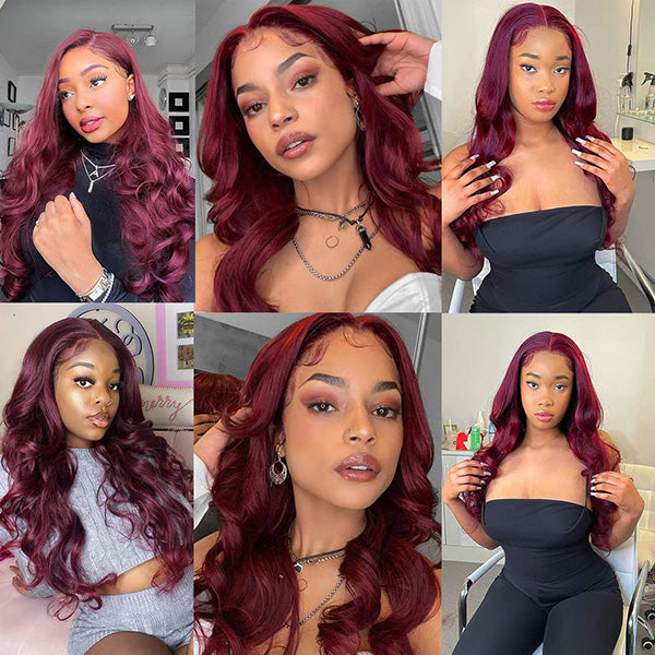 burgundy body wave wig