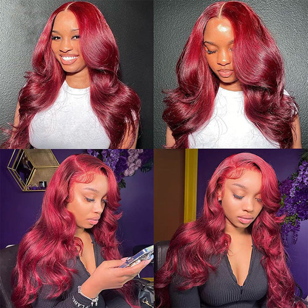 burgundy lace front wigs