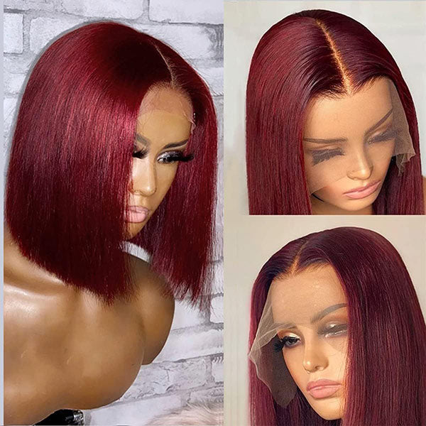 Stylish and Natural Burgundy Lace Front Wig for Black Women