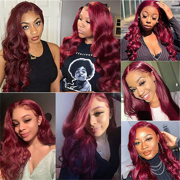 Burgundy Human Hair Wig with 5x5 Lace Closure and 150 Density