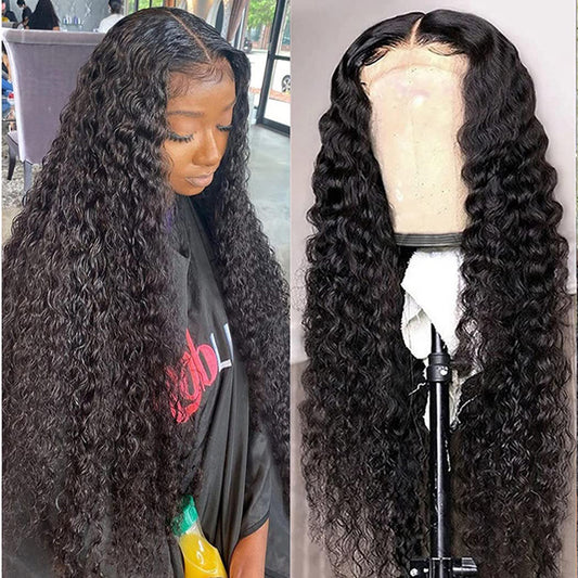 4x4 Lace Closure Deep Wave Wigs Human Hair