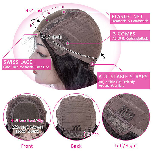 4x4 Lace Closure Deep Wave Wigs Human Hair
