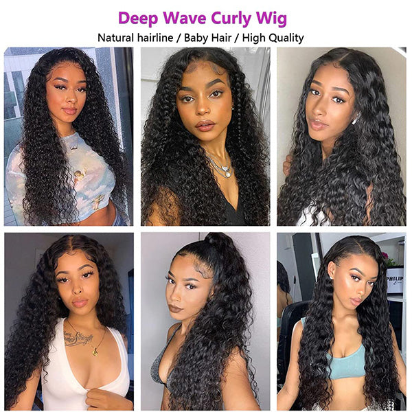 4x4 Lace Closure Deep Wave Wigs Human Hair