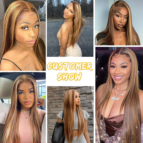 brown highlight frontal wig