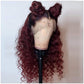 Ombre Burgundy Curly Lace Front Wigs Human Hair