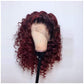 Ombre Burgundy Curly Lace Front Wigs Human Hair