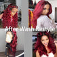 Ombre Burgundy Curly Lace Front Wigs Human Hair